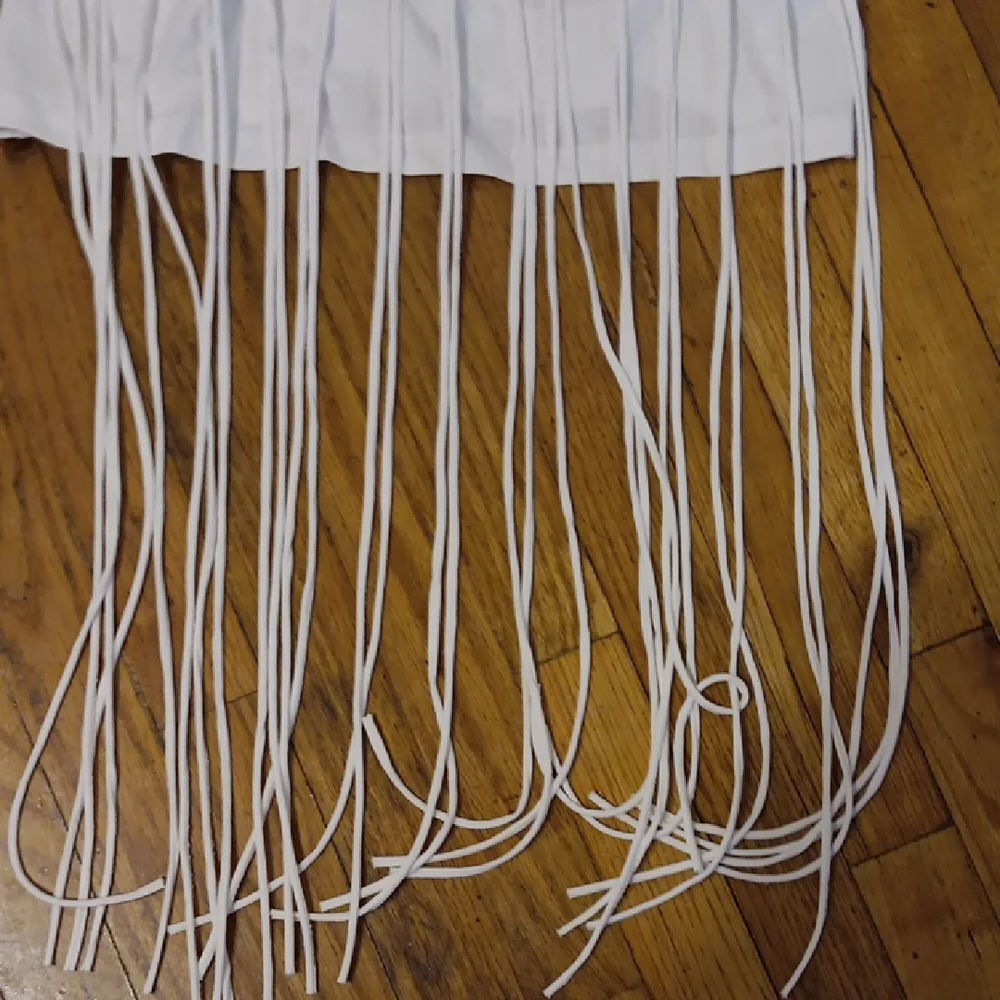 Zara White Tank Top with Long Fringe M NWT - Picture 4 of 4